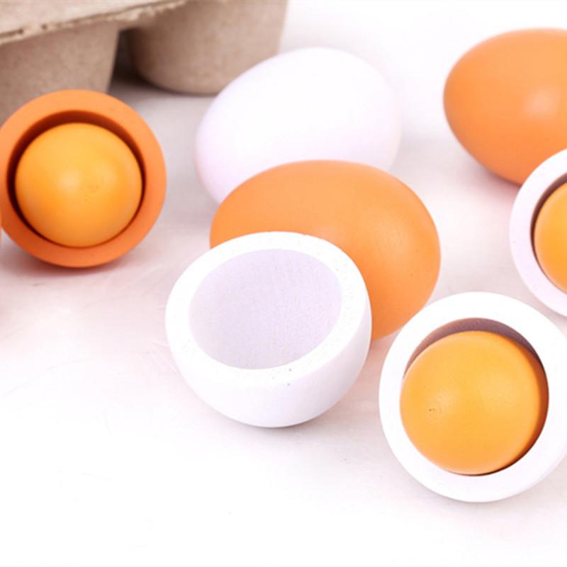 Kids Toys Play Egg - 6Pcs Küche Holz Künstliche Eier Set