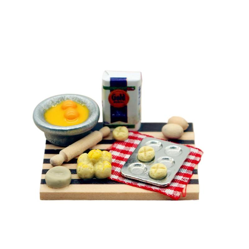 Kids Toys Play Egg - Puppenhaus-Lebensmittel-Spielzeug: Konditorei-Station mit Ei, Milch, Brot,