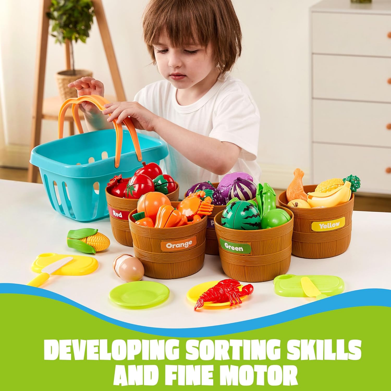 Kids Toys Shop - Simulationsküche Rollenspiel-Lebensmittel-Spielzeug Schneidbare Obst- und Gemüsesets