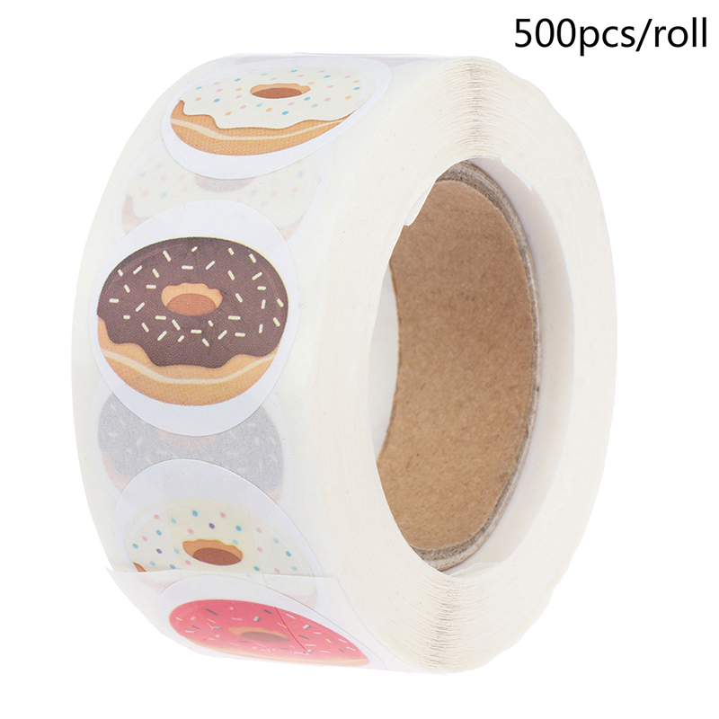 Kids Toys Packaging - 500 stücke/Rolle Donuts danke Aufkleber für