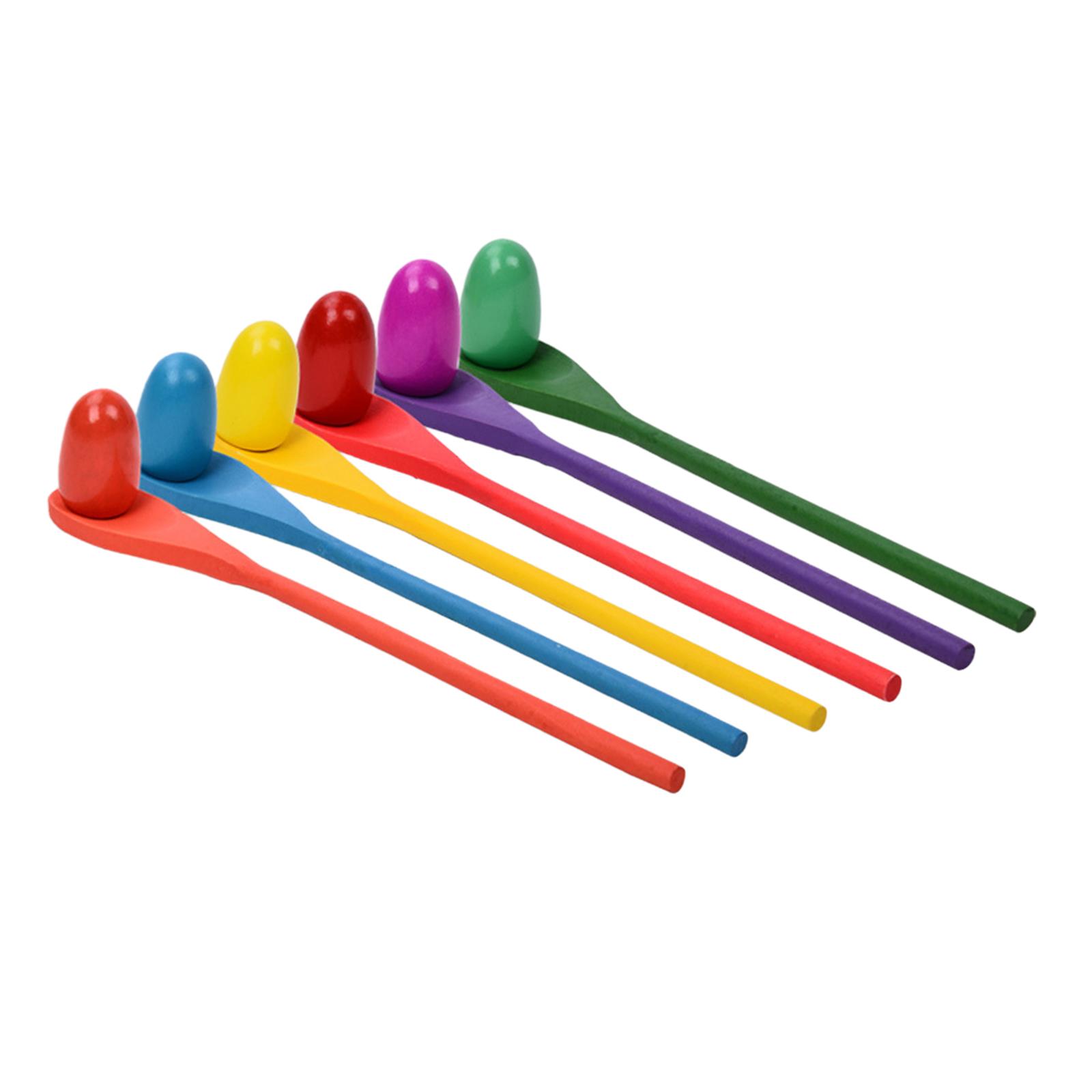 Kids Yard Toys - 6-teiliges Eierlöffel-Rennspiel, Hand-Auge-Koordination, Vorschul-Lernspielzeug, Lernspielzeug für
