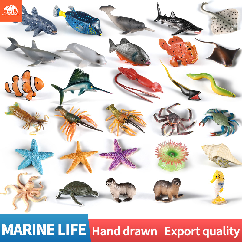 Kids Toys Packaging - Meereslebewesen Actionfiguren-Set - Delfin Hai Seestern