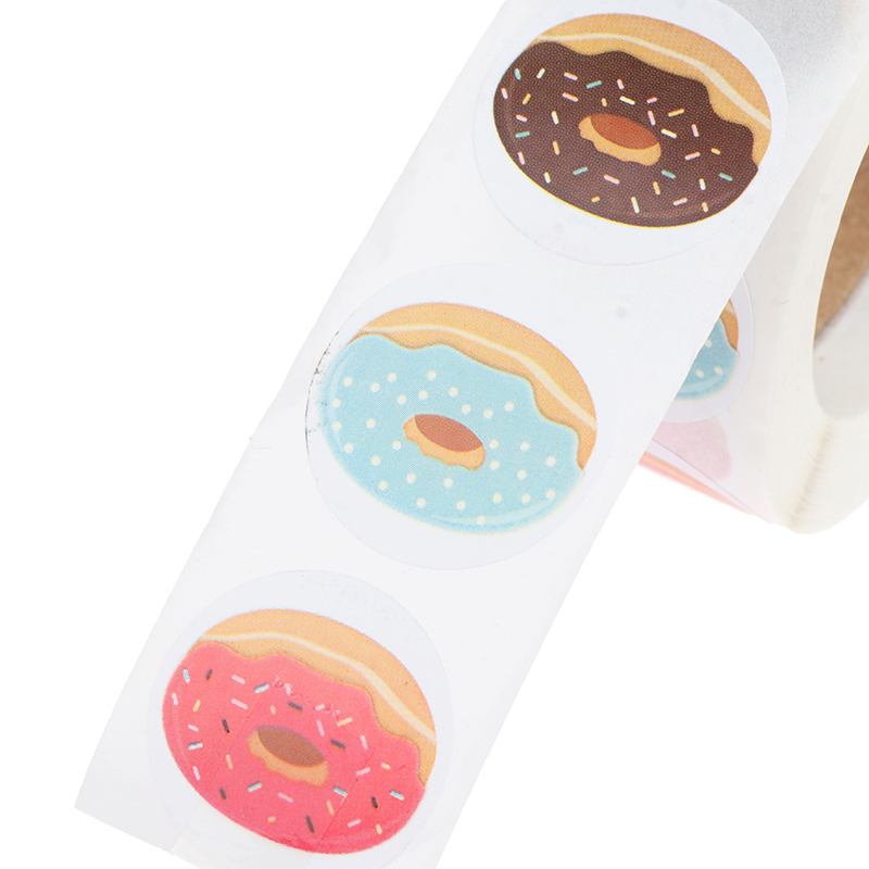 500 stücke/Rolle Donuts danke  – Kids Toys Packaging Bewertung und Preis