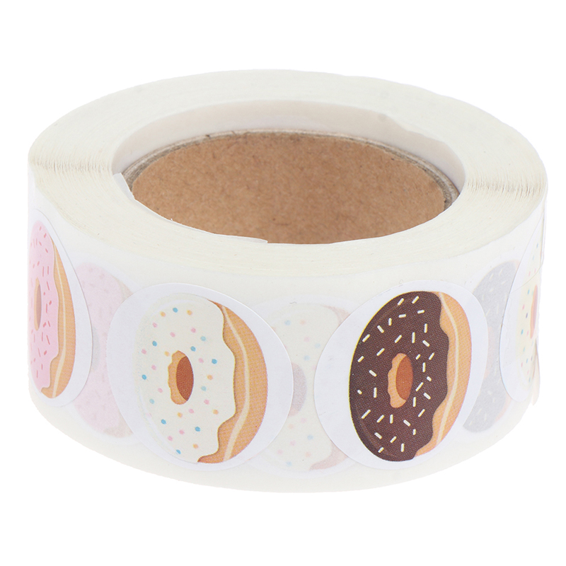 500 stücke/Rolle Donuts danke  – Kids Toys Packaging Bewertung und Preis